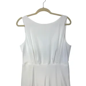 Baltic Born White Sleeveless Pleated Maxi‎ Dress Bridal Formal Gown Womens Sleek Old Money L thumbnail 4