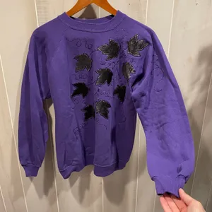 Cute vintage 80s Hanes purple plum fairy puff paint broken in sweatshirt grapes thumbnail 8
