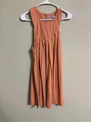 Free People Beat The Heart Tunic Dress Size Medium Peach Orange New 100% Cotton thumbnail 2