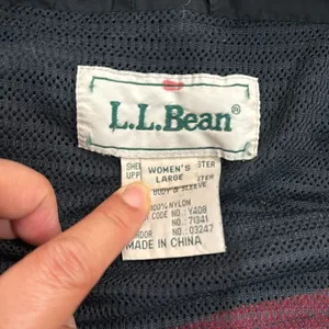 L.L. Bean Rain Jacket Womens Red Black Colorblock‎ Hooded Mesh Lined Large thumbnail 3