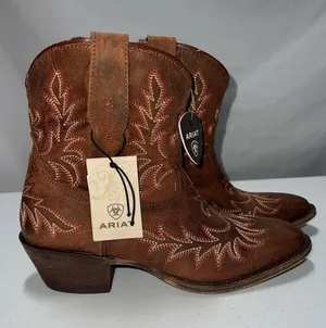 Ariat Brown‎ Embroidered Leather Western Boots thumbnail 1