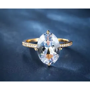 NEW‎ Women's 6Ct Yellow Gold Plated Silver Oval Simulated Diamond Ring thumbnail 9