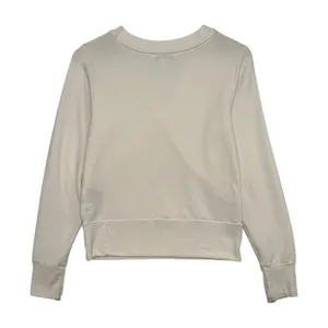 Athleta Recharge Sweatshirt Womens Small Ivory V Neck Faux Wrap Soft Yoga Cozy thumbnail 2