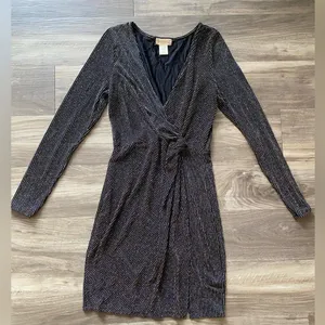 Altard State Black Metallic long Sleeve Dress M thumbnail 1