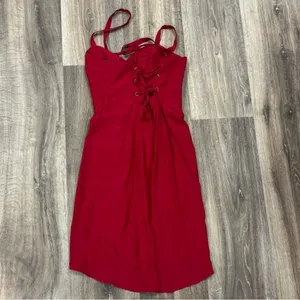 Amanda Uprichard Silk Lace Up Red Dress Women’s P/XS thumbnail 4