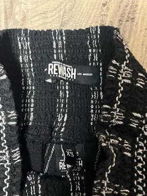 Rewash Black White Pink Striped Linen Blend Wide Leg Smocked Waist Pants XS thumbnail 2