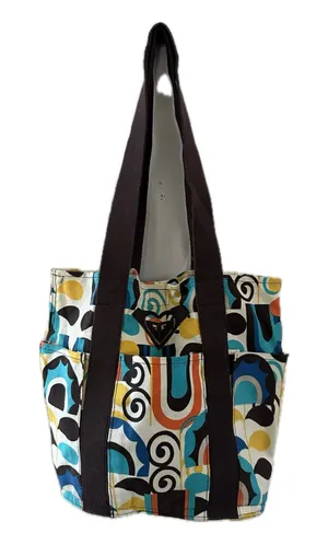 VTG Roxy Vibrant Multicolor Abstract Geometric Canvas Hook Loop Closure Tote Bag thumbnail 1