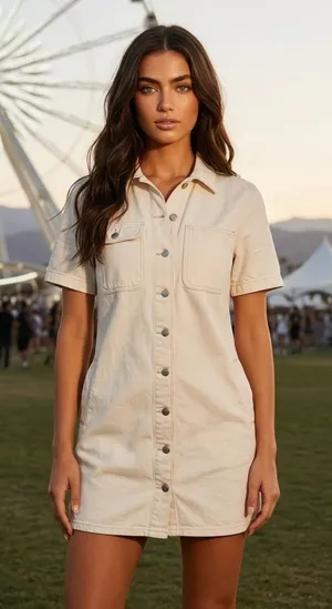 Universal Threads Mini Shirt Dress Womens XS Western Boho Country Coastal Cowgirl thumbnail 1