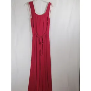 Elegant Red Halter Sleeveless Maxi Dress with Decorative Waist Buckle, NWT thumbnail 7