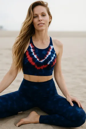 Electric Rose (REVOLVE) Grayson Crop Top Indigo Blue and Red Tie Dye thumbnail 1