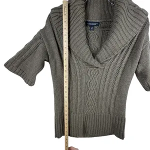 Banana Republic Merino Wool‎ Cable Knit Short Sleeve Sweater Top Small Fisherman thumbnail 7