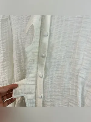 Love Binetti White Button Front Peasant Peplum Boho Blouse Medium FLAW thumbnail 6