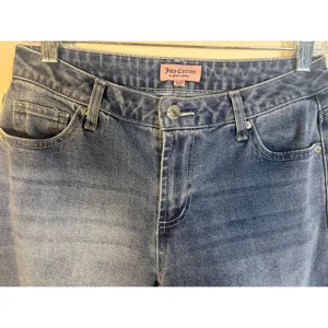 Juicy Couture Wide Leg‎ Jeans Womens 7/28 Blue Excellent Pink Rhinestone Logo thumbnail 9