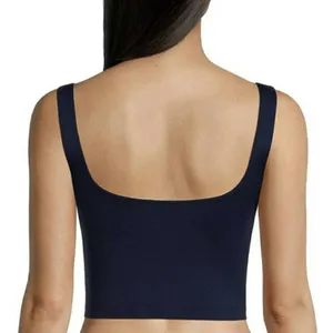 Free People Scoop Neck Crop Top Navy Sleeveless Cropped Brami M/L New thumbnail 3
