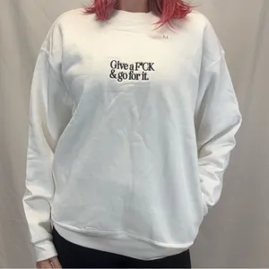 Unisex Oversized Graphic Sweatshirt “Give a F*CK & Go For It” Medium thumbnail 1