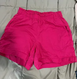 Old Navy Bright Hot Pink High-Waist Elastic Shorts thumbnail 1