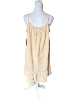 Loungees Cotton Gauzy Mini Tank Dress Beige Womens Size Medium NEW thumbnail 2