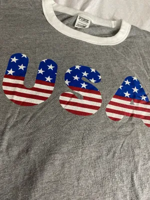 Victoria Secret PINK USA gray Tshirt thumbnail 9