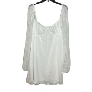 Missguided NEW White Milkmaid Woven Dotty Skater Mini Dress Size 14 thumbnail 4
