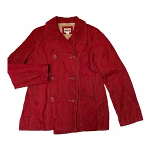 BKE Red Double-Breasted Corduroy Pea Coat Medium thumbnail 1