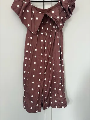 Old Navy Brown Polka Dot Midi Dress thumbnail 5