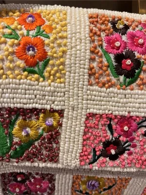 Boho Embroidered Floral Cream Shoulder Bag Patchwork Hand Sewn Beaded Purse NWT thumbnail 9