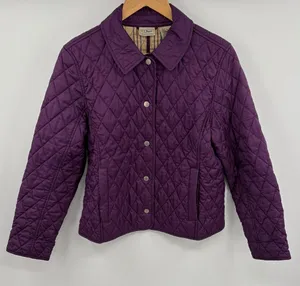 L.L. Bean Diamond quilted snap front purple lightweight jacket women’s SP thumbnail 1