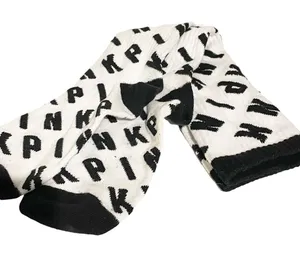 Victorias Secret Pink Spellout White Black High‎ Socks thumbnail 1