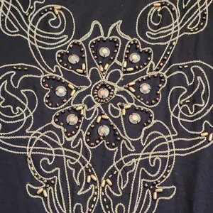Studio X Y2K Leopard Beaded Embellished Tunic Top Shirt Black Large Boho thumbnail 6