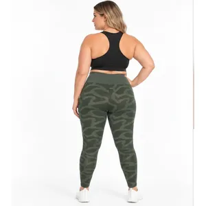 Marika Womens Leggings Size L Olive Tiger Print Seamless High Rise 27in Active thumbnail 4