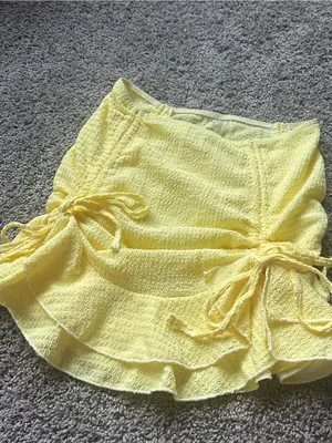 SHEIN Yellow Ruched Swim Coverup Skirt thumbnail 2