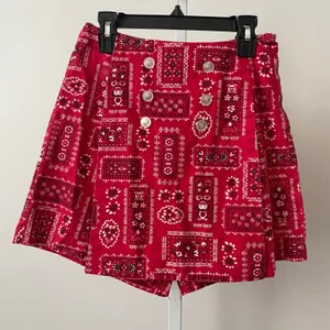 VTG Cotton Bandana Boho Cowgirl Western Red Skort 24 Red thumbnail 1