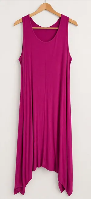 ANTTHONY Original Magenta Draped Handkerchief Hem Sleeveless‎ Maxi Dress XL NWT thumbnail 1