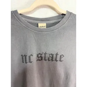 The Montauk Tee NC State Rhinestone Women's Large Crop Gray T-Shirt Wolfpack New thumbnail 3