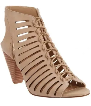 Vince Camuto Evalan Cage Cutout Sandal Booties Nude Lace-Up Heels thumbnail 1