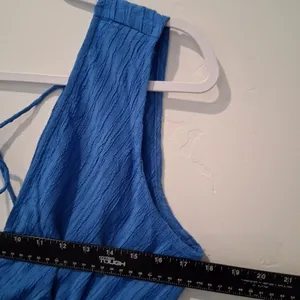 A Hint Of Blush Blue Sundress w/ Side Cutouts Sleeveless Back Tie Women's size L thumbnail 4