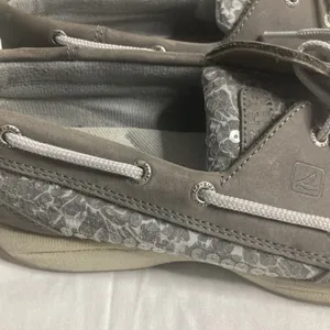 Sperry Top- Sider Womens Gray Leather Sequins Boat Deck Shoes 9M thumbnail 2