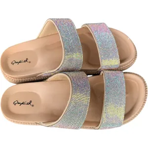 Womens Buckle Qupid Holographic Bling Chunky Slides Sandals - Sz 8 thumbnail 2