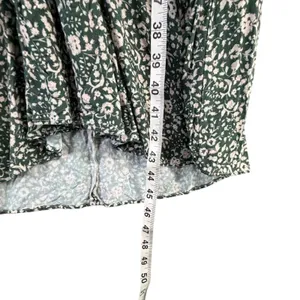 Zara Floral Green‎ Gathered Midi Dress V-Neck Puff Sleeve Cottagecore Prairie XS thumbnail 9