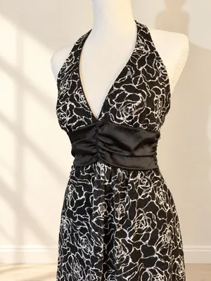Taboo Y2K Floral Lace Halter Dress Small thumbnail 3