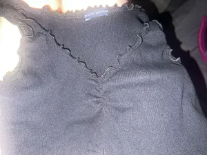 Brandy Melville black tank top with ruffled straps and hem thumbnail 7