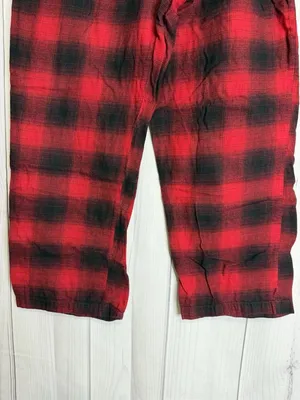 Gap Body Pajama Pants Sz L (36x28) Red Black Drawstring Lightweight Plaid thumbnail 2