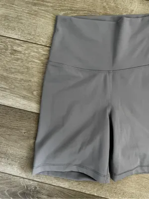 Yogalicious Light Gray High-Waist Biker Shorts thumbnail 2