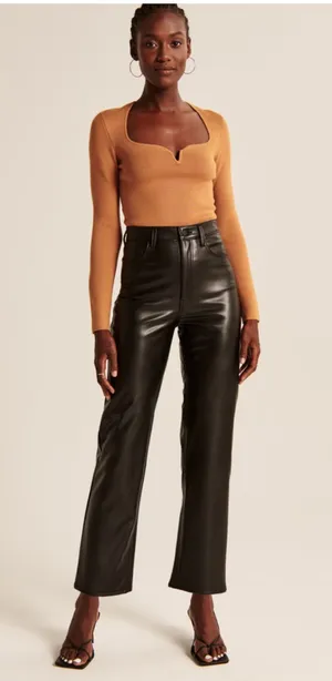 Abercrombie and fitch new with tags 26 short black leather pants thumbnail 1