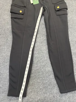 HALARA Black Cargo Joggers with Gold Buttons thumbnail 3