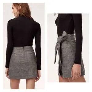 Aritzia Wilfred Dorine Front Wrap Wool Cashmere Mini Skirt plaid sz 6 #780 thumbnail 10