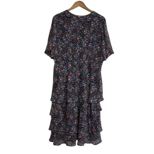 Sandra Darren XL Confetti Dot Tiered Faux Wrap Midi‎ Dress Navy Multicolor Party thumbnail 8