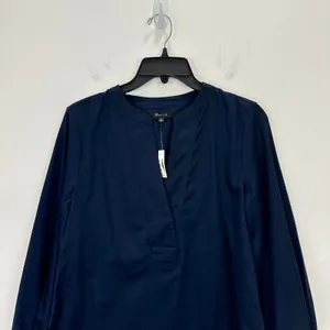 Madewell V Neck Long Sleeve Top Blouse Navy Stretch Cotton Small Minimalist NWT thumbnail 7