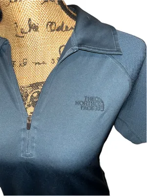 Women's The North Face Short Sleeve Polo Shirt Blue Size L thumbnail 3