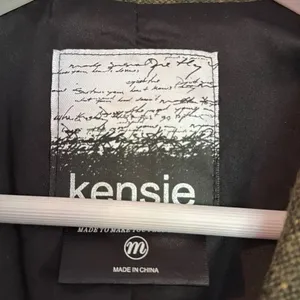 Kensie wool blend tweed popcorn knit sleeve blazer m thumbnail 4